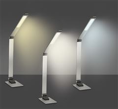 Solight LED stolná lampička stmievateľná, 11W, zmena chromatickosti, brúsený hliník, strieborná