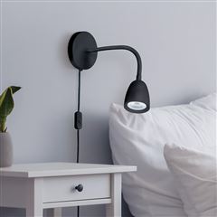 Solight LED nástenná lampička, stmievateľná, 4W, 280lm, 3000K, čierna