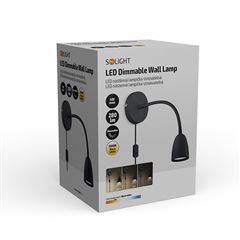 Solight LED nástenná lampička, stmievateľná, 4W, 280lm, 3000K, čierna