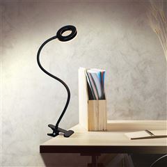Solight LED stmievateľná stolná lampička s klipom, 300lm, nastaviteľná teplota svetla, USB