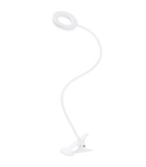 Solight LED stmievateľná stolná lampička s klipom biela, 300lm, nastaviteľná teplota svetla, USB