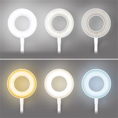 Solight LED stmievateľná stolná lampička s klipom biela, 300lm, nastaviteľná teplota svetla, USB