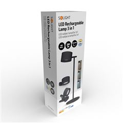 Solight LED nabíjacia lampička 3v1, 280lm, zmena CCT, stmievanie, čierna