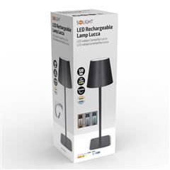 Solight LED nabíjacia lampička Lucca, 120lm, zmena CCT, stmievanie, čierna