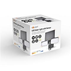 Solight LED solárne svetlo so senzorom, 9W, 850lm, 4000K, Li-Ion, čierna