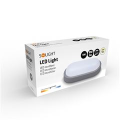 Solight LED vonkajšie osvetlenie oválne, 13W, 910lm, 4000K, IP54, 21cm, sivá farba