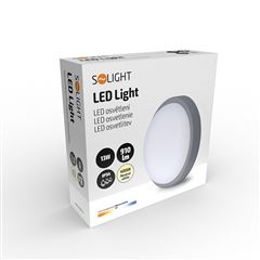 Solight LED vonkajšie osvetlenie guľaté, 13W, 910lm, 4000K, IP54, 17cm, sivá farba