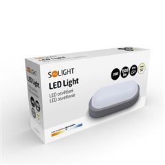 Solight LED vonkajšie osvetlenie oválne, 20W, 1500lm, 4000K, IP54, 26cm, sivá farba