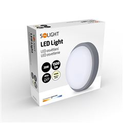 Solight LED vonkajšie osvetlenie guľaté, 20W, 1500lm, 4000K, IP54, 20cm, sivá farba