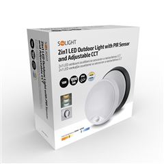 Solight LED vonkajšie osvetlenie so senzorom a nastaviteľnou CCT, 18W, 1800lm, 22cm, 2v1,biely a čierny kryt