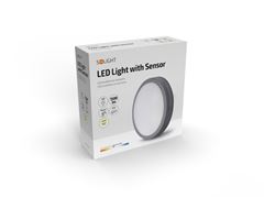 Solight LED vonkajšie osvetlenie so senzorom Siena, sivé, 20W, 1500lm, 4000K, IP54, 23cm