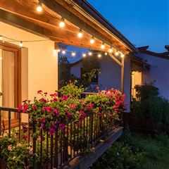 Solight LED vonkajšia reťaz s žiarovkami, 25 žiaroviek, 15m +5m, 750lm, teplá biela