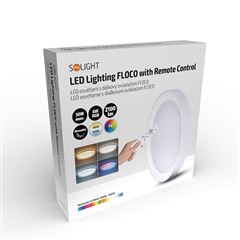Solight LED osvetlenie s diaľkovým ovládačom Floco, 30W + 6W RGB, 2100lm, 40cm, zmena chromatickosti, stmievateľná