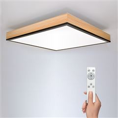 Solight LED ceiling lighting with remote control, square, wood decor, 3000lm, 40W, 45x45cm