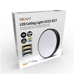 Solight LED stropné osvetlenie LECCE, 3CCT, 36W, 2100lm, 30cm, 3000/4000/6000K, čierna