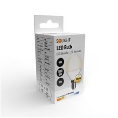 Solight LED žiarovka, miniglobe, 6W, E14, 3000K, 510lm, biele prevedenie