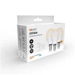 ECOLUX LED žiarovka Ecolux 3-pack, miniglobe, 6W, E14, 3000K, 450lm, biele prevedenie, 3ks