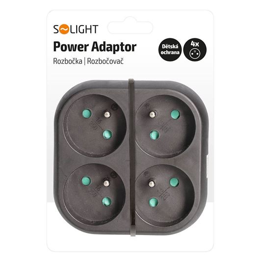 Solight rozbočovač 4 x 16A, čierny