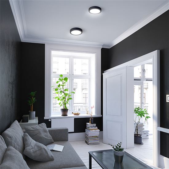 Solight LED mini panel CCT, prisazený, 24W, 1800lm, 3000K, 4000K, 6000K, okrúhly, čierna farba