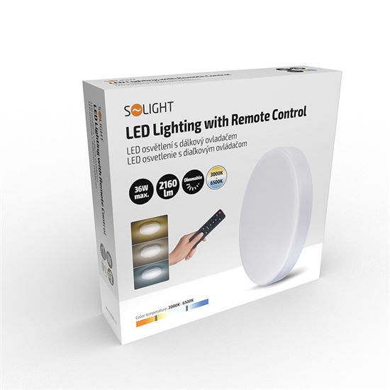 Solight LED osvetlenie LECCE s diaľkovým ovládačom, 36W, 2160lm, 30cm, zmena chromatickosti, stmievateľné, biela