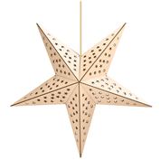 Solight LED drevená vianočná hviezda, závesná, časovač, 65cm, 20x LED, 2x AA