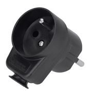 Solight zástrčka uhlová, s priebežnou zásuvkou, IP20 čierna