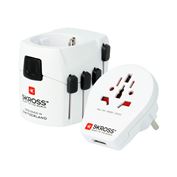 SKROSS cestovný adaptér PRO - World & USB, univerzálny, uzemnený, USB-A 12W