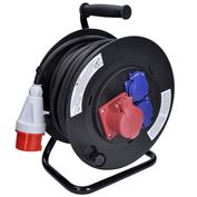 Solight predlžovací prívod - na bubne, zásuvky 400V + 230V, 25m kábel guma-neopren 5x1,5mm2, IP44