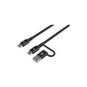 SKROSS USB C-C+A Link 2in1 Pro Cable, 100W, 150cm, opletený, čierny
