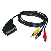 Solight SCART kábel, SCART konektor - 3x CINCH konektor, prepínateľný, 1m, sáčok