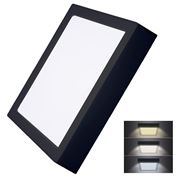 Solight LED mini panel CCT, prisazený, 24W, 1800lm, 3000K, 4000K, 6000K, štvorcový, čierna farba