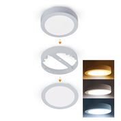 Solight LED mini panel kúpeľňový 2v1, 3CCT, podhľadový / prisadený, 12W, 1020lm, IP54, strieborna, okrúhly