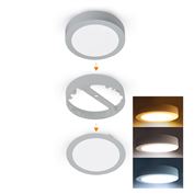 Solight LED mini panel kúpeľňový 2v1, 3CCT, podhľadový / prisadený, 18W, 1530lm, IP54, strieborna, okrúhly