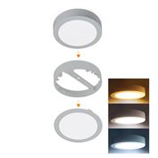 Solight LED mini panel kúpeľňový 2v1, 3CCT, podhľadový / prisadený, 24W, 2040lm, IP54, strieborna, okrúhly