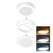Solight LED mini panel kúpeľňový 2v1, 3CCT, podhľadový / prisadený, 24W, 2040lm, IP54, biela, okrúhly