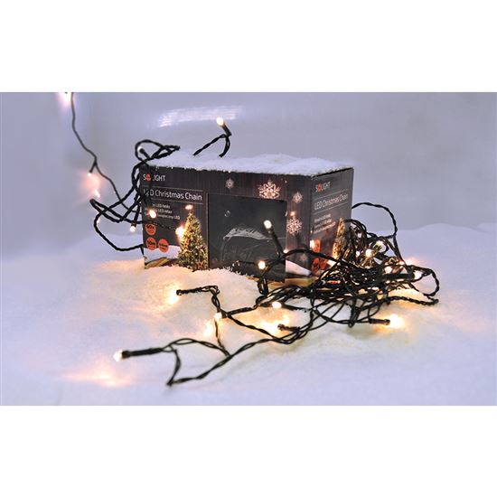 Solight LED vonkajšia vianočná reťaz, 200 LED, 10m, prívod 5m, 8 funkcií, IP44, teplá biela