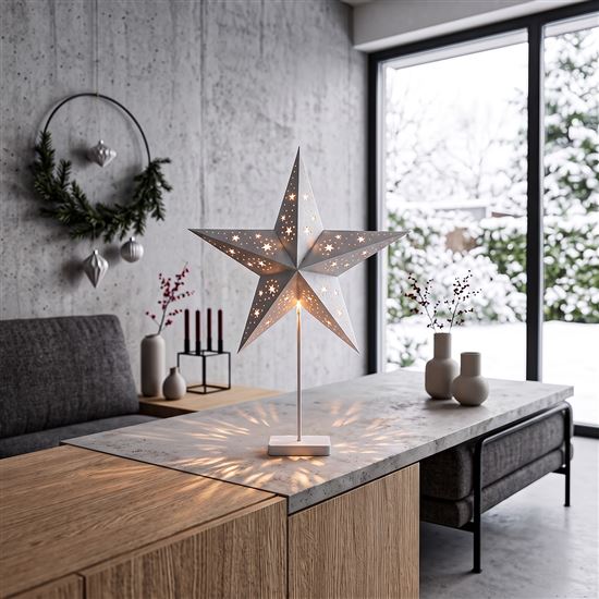 Solight LED vianočná hviezda stolová, 10x LED, 3x AA, strieborná