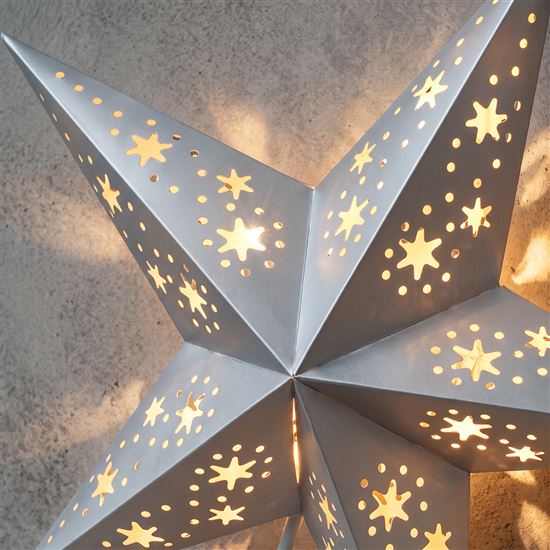 Solight LED vianočná hviezda stolová, 10x LED, 3x AA, strieborná