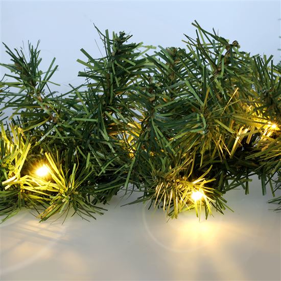 Solight LED vianočná girlanda s ihličím, 3m, 48x LED, časovač, 3xAA, IP44