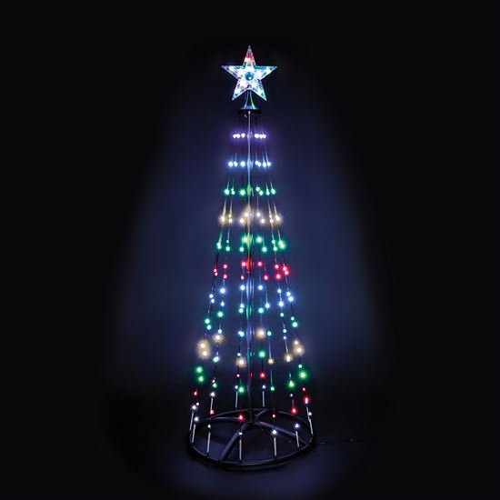 Solight smart vianočný stromček, 150 LED, 1,5m, IP44, RGB, diaľkový ovládač + BT aplikácia