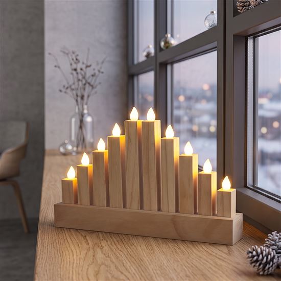 Solight drevený LED svietnik, 10x LED, 25cm, 2x AA
