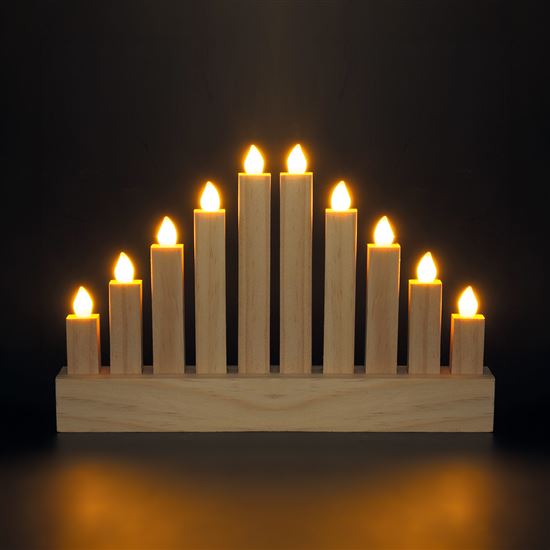 Solight drevený LED svietnik, 10x LED, 25cm, 2x AA