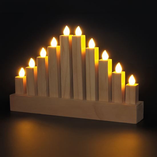 Solight drevený LED svietnik, 10x LED, 25cm, 2x AA