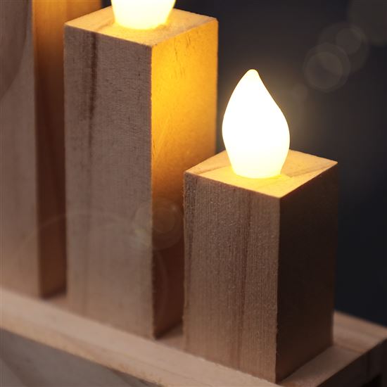 Solight drevený LED svietnik, 10x LED, 25cm, 2x AA