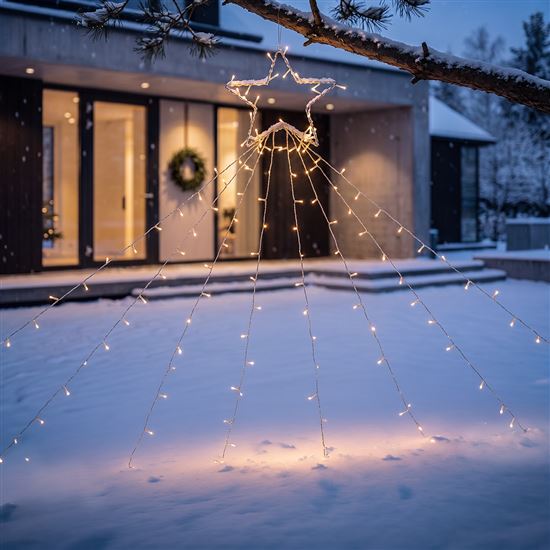 Solight LED reťaz s hviezdou na vianočný strom, výška 2,1m, 212 LED, IP44
