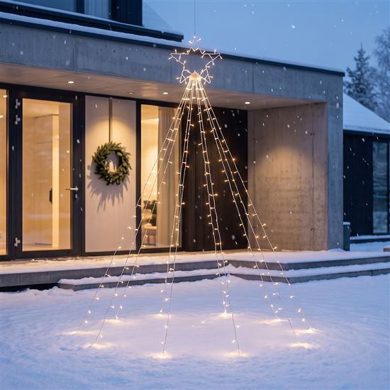 Solight LED reťaz s hviezdou na vianočný strom, výška 2,1m, 212 LED, IP44