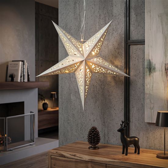 Solight LED vianočná hviezda, závesná, časovač, 40cm, 15x LED, 2x AA