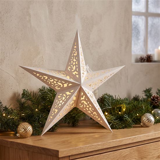 Solight LED vianočná hviezda, závesná, časovač, 40cm, 15x LED, 2x AA