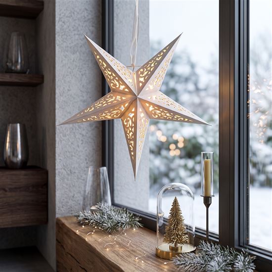 Solight LED vianočná hviezda, závesná, časovač, 40cm, 15x LED, 2x AA