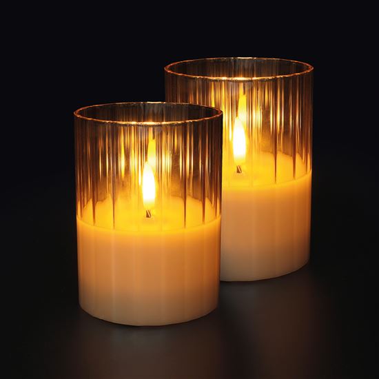 Solight sada 2x LED sklenené sviečky, časovač, 7,5x10cm, 2x AA